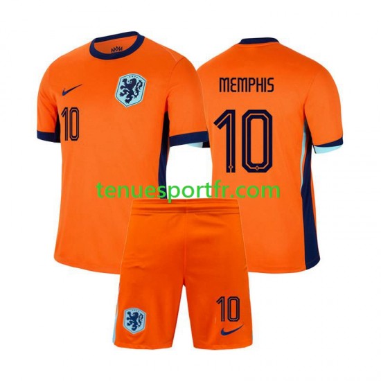 Kit Enfant Maillot Domicile Pays-Bas Memphis Depay 10 Euro 2024 à Manches Courtes