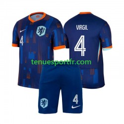Kit Enfant Maillot Extérieur Pays-Bas Virgil van Dijk 4 Euro 2024 à Manches Courtes