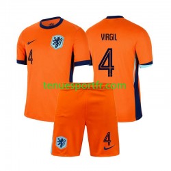 Kit Enfant Maillot Domicile Pays-Bas Virgil van Dijk 4 Euro 2024 à Manches Courtes