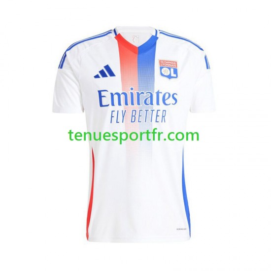 Homme Maillot Domicile Olympique Lyonnais 2024-2025 Blanc à Manches Courtes