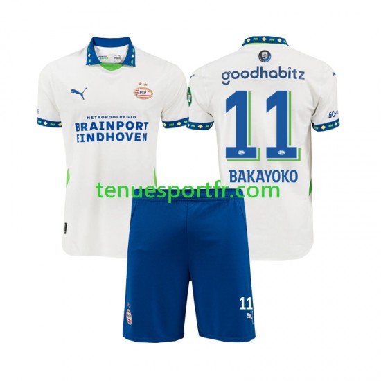 Kit Enfant Maillot Troisième PSV Eindhoven Johan Bakayoko 11 2024-2025 à Manches Courtes