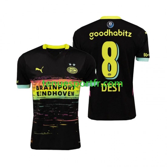 Homme Maillot Extérieur PSV Eindhoven Sergino Dest 8 2024-2025 à Manches Courtes