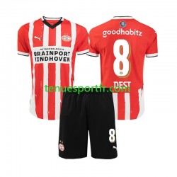 Kit Enfant Maillot Domicile PSV Eindhoven Sergino Dest 8 2024-2025 à Manches Courtes