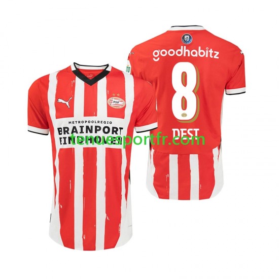 Homme Maillot Domicile PSV Eindhoven Sergino Dest 8 2024-2025 à Manches Courtes