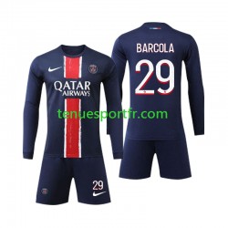 Kit Enfant Maillot Domicile Paris Saint-Germain Bradley Barcola 29 2024-2025 à Manches Longues