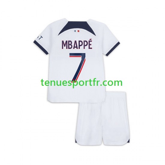 Kit Enfant Maillot Extérieur Paris Saint-Germain Kylian Mbappe 7 2023-2024 à Manches Courtes