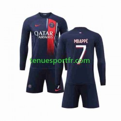 Kit Enfant Maillot Domicile Paris Saint-Germain Kylian Mbappe 7 2023-2024 à Manches Longues