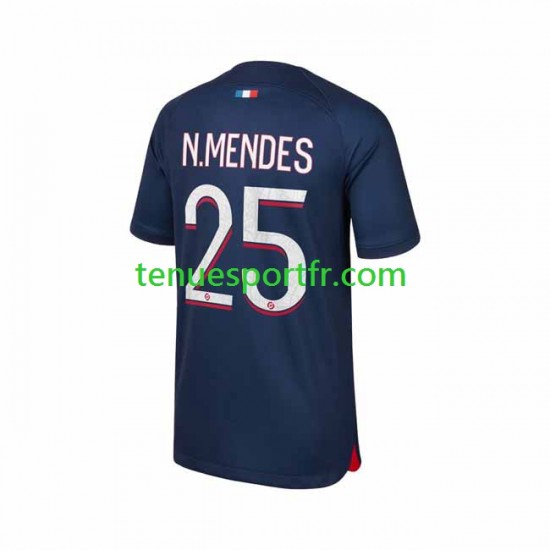 Homme Maillot Domicile Paris Saint-Germain N.Mendes 25 2023-2024 à Manches Courtes