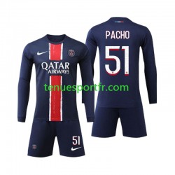 Kit Enfant Maillot Domicile Paris Saint-Germain Pacho 51 2024-2025 à Manches Longues