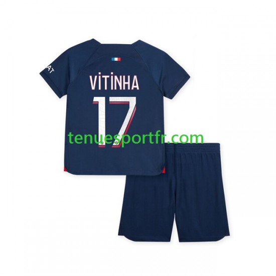 Kit Enfant Maillot Domicile Paris Saint-Germain Vitinha 17 2023-2024 à Manches Courtes