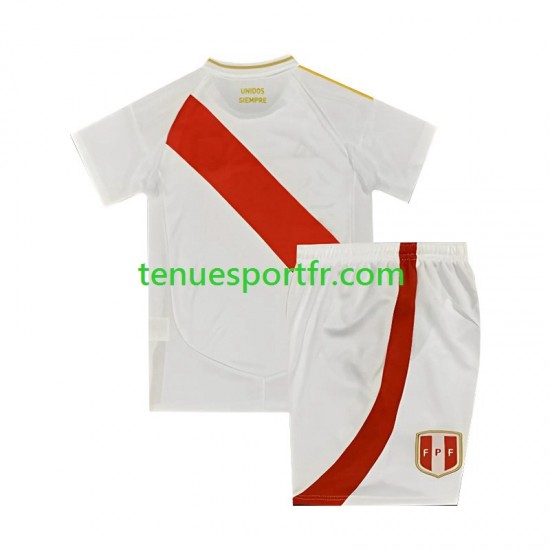 Kit Enfant Maillot Domicile Pérou Copa America 2024 Blanc à Manches Courtes