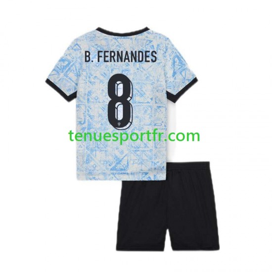 Kit Enfant Maillot Extérieur Portugal Bruno Fernandes 8 Euro 2024 à Manches Courtes