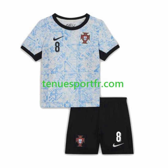 Kit Enfant Maillot Extérieur Portugal Bruno Fernandes 8 Euro 2024 à Manches Courtes