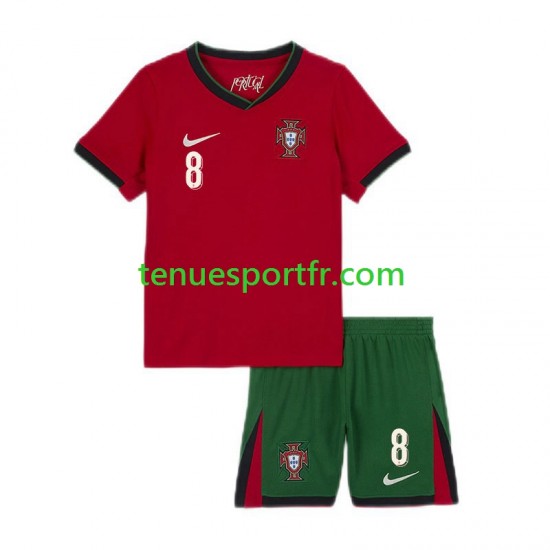 Kit Enfant Maillot Domicile Portugal Bruno Fernandes 8 Euro 2024 à Manches Courtes