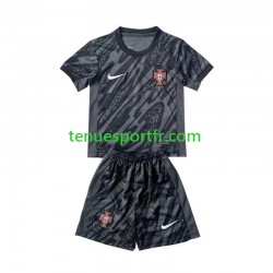 Kit Enfant Maillot Extérieur Portugal Gardien Euro 2024 Noir à Manches Courtes