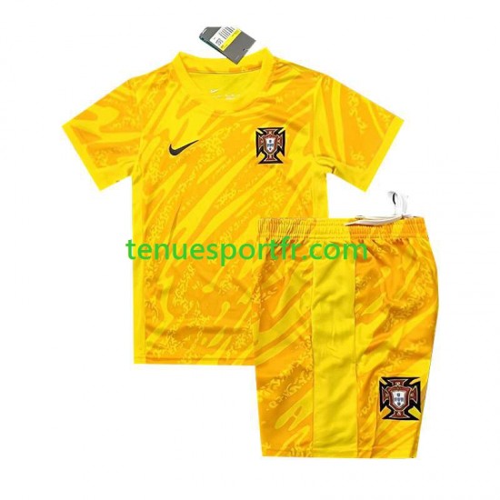 Kit Enfant Maillot Domicile Portugal Gardien Euro 2024 Jaune à Manches Courtes