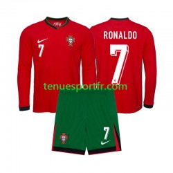 Kit Enfant Maillot Domicile Portugal Ronaldo 7 Euro 2024 à Manches Longues