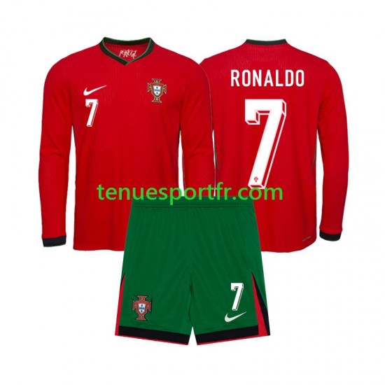 Kit Enfant Maillot Domicile Portugal Ronaldo 7 Euro 2024 à Manches Longues
