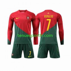 Kit Enfant Maillot Domicile Portugal Ronaldo 7 World Cup 2022 à Manches Longues