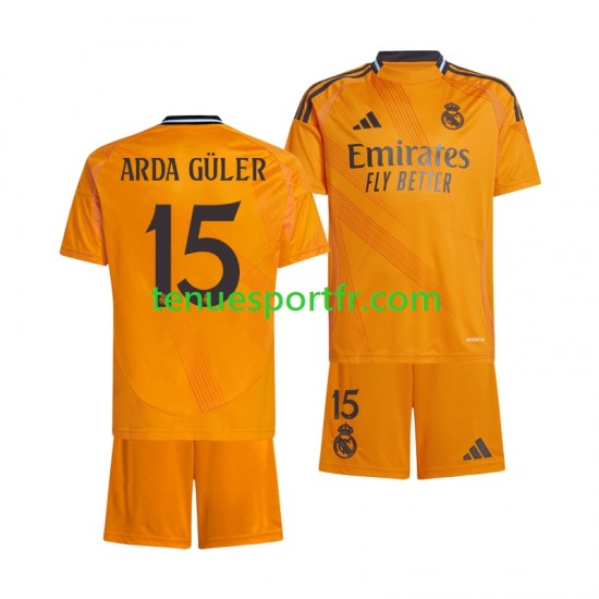 Kit Enfant Maillot Extérieur Real Madrid Arda Guler 15 2024-2025 à Manches Courtes