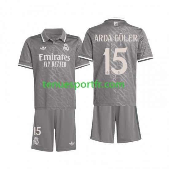 Kit Enfant Maillot Troisième Real Madrid Arda Guler 15 2024-2025 à Manches Courtes