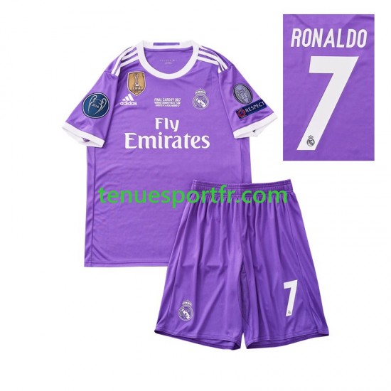 Kit Enfant Maillot Retro Extérieur Real Madrid Cristiano Ronaldo 7 2016 à Manches Courtes