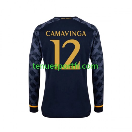 Homme Maillot Extérieur Real Madrid EDUARDO CAMAVINGA 12 2023-2024 à Manches Longues