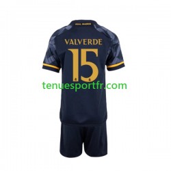 Kit Enfant Maillot Extérieur Real Madrid Federico Valverde 15 2023-2024 à Manches Courtes