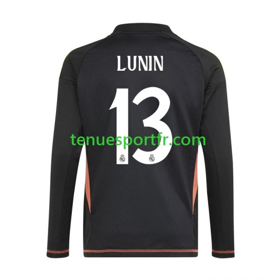 Homme Maillot Extérieur Real Madrid Gardien Andriy Lunin 13 2024-2025 Bleu à Manches Longues