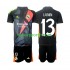 Kit Enfant Maillot Extérieur Real Madrid Gardien Andriy Lunin 13 2024-2025 Noir à Manches Courtes