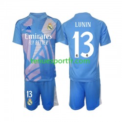 Kit Enfant Maillot Domicile Real Madrid Gardien Andriy Lunin 13 2024-2025 à Manches Courtes