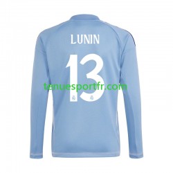 Homme Maillot Domicile Real Madrid Gardien Andriy Lunin 13 2024-2025 Bleu à Manches Longues