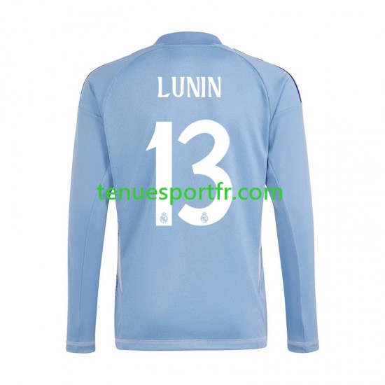 Homme Maillot Domicile Real Madrid Gardien Andriy Lunin 13 2024-2025 Bleu à Manches Longues