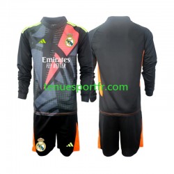 Kit Enfant Maillot Extérieur Real Madrid Gardien 2024-2025 Noir à Manches Longues