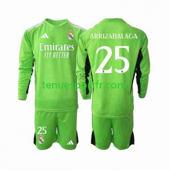 Kit Enfant Maillot Domicile Real Madrid Gardien Kepa Arrizabalaga 25 2023-2024 à Manches Longues