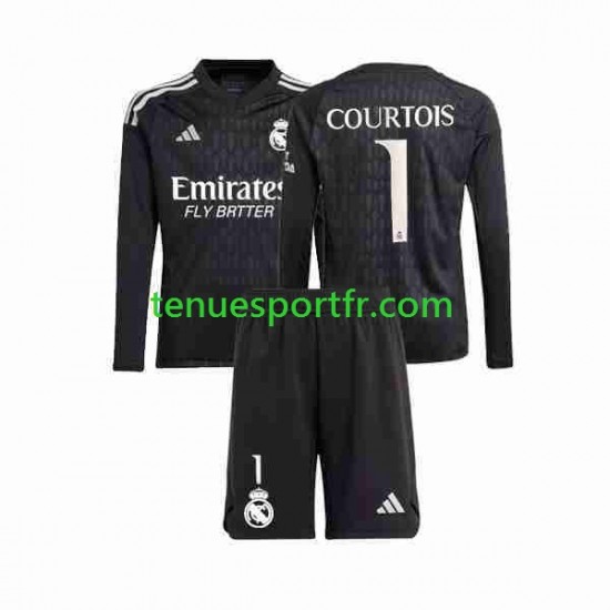 Kit Enfant Maillot Extérieur Real Madrid Gardien Thibaut Courtois 1 2023-2024 à Manches Longues