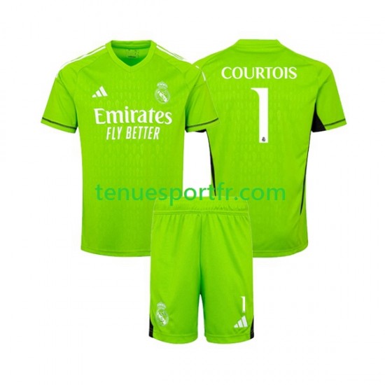 Kit Enfant Maillot Domicile Real Madrid Gardien Thibaut Courtois 1 2023-2024 à Manches Courtes