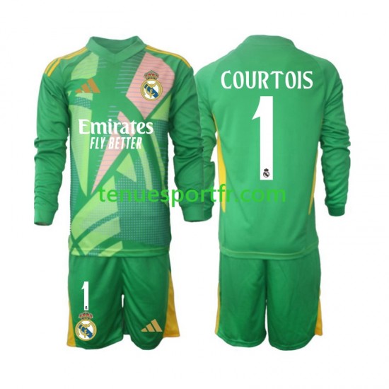 Kit Enfant Maillot Troisième Real Madrid Gardien Thibaut Courtois 1 2024-2025 à Manches Longues
