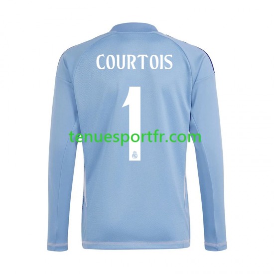 Homme Maillot Domicile Real Madrid Gardien Thibaut Courtois 1 2024-2025 Bleu à Manches Longues