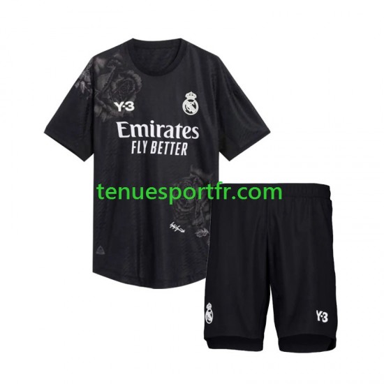 Kit Enfant Maillot Quatrième Real Madrid Gardien Y3 2023-2024 Noir à Manches Courtes