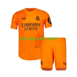 Kit Enfant Maillot Troisième Real Madrid Gardien Y3 2023-2024 Orange à Manches Courtes