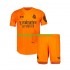 Kit Enfant Maillot Troisième Real Madrid Gardien Y3 2023-2024 Orange à Manches Courtes