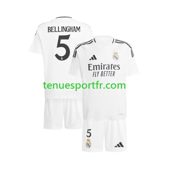 Kit Enfant Maillot Domicile Real Madrid Jude Bellingham 5 2024-2025 Blanc à Manches Courtes