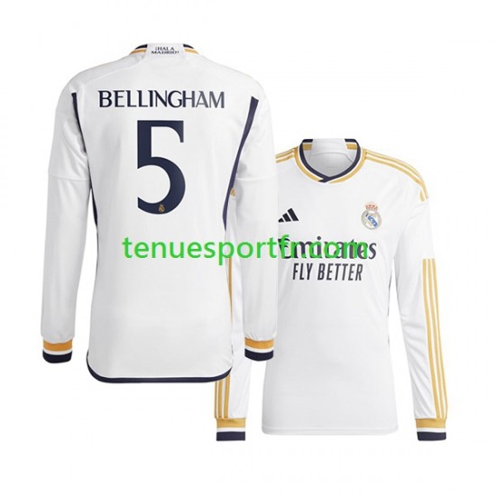 Homme Maillot Domicile Real Madrid Jude Bellingham 5 2023-2024 à Manches Longues