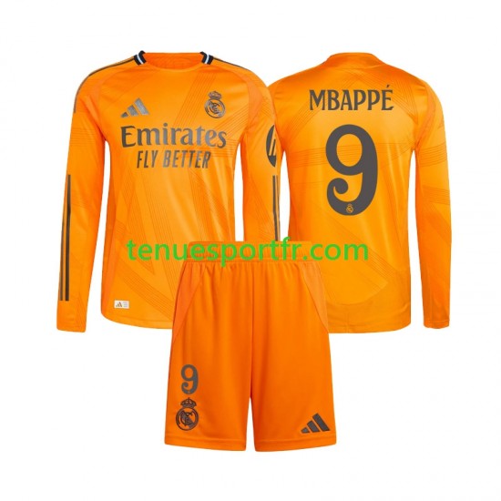 Kit Enfant Maillot Extérieur Real Madrid Kylian Mbappe 9 2024-2025 à Manches Longues