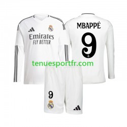 Kit Enfant Maillot Domicile Real Madrid Kylian Mbappe 9 2024-2025 à Manches Longues