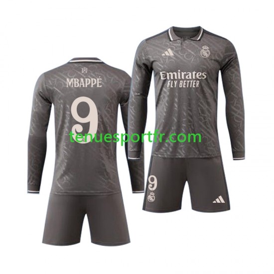 Kit Enfant Maillot Troisième Real Madrid Kylian Mbappe 9 2024-2025 à Manches Longues