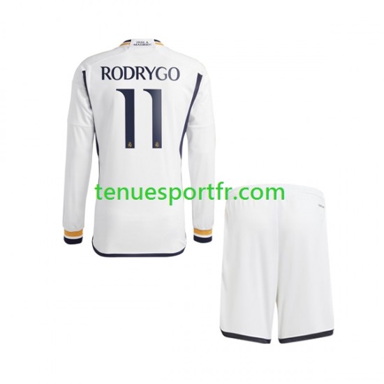 Kit Enfant Maillot Domicile Real Madrid Rodrygo Goes 11 2023-2024 à Manches Longues