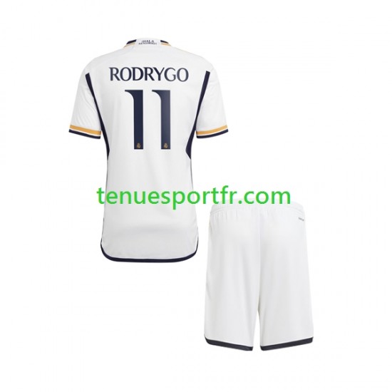 Kit Enfant Maillot Domicile Real Madrid Rodrygo Goes 11 2023-2024 à Manches Courtes