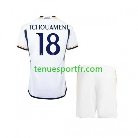 Kit Enfant Maillot Domicile Real Madrid TCHOUAMENI 18 2023-2024 à Manches Courtes